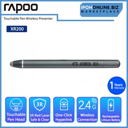 Rapoo XR200 Touchable page-turning pen for demonstrator USB Rechargeable 2.4G Wireless Presenter 3R Laser Pointer